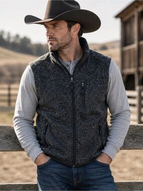 STS Ranchwear Mens Alpine Fleece Vest Charcoal Full Zip Western Outdoor Small